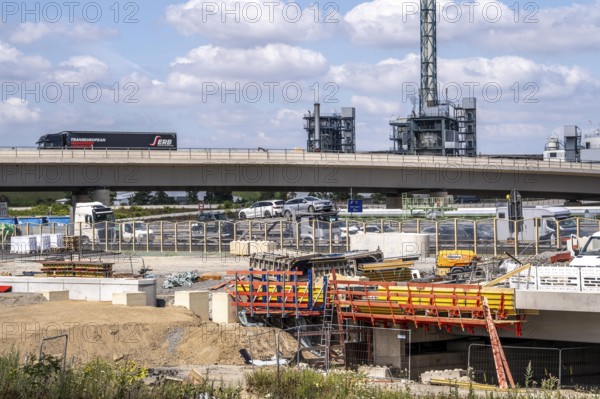 Motorway construction site at the Leverkusen-West junction, A1 and A59 motorways, new construction,