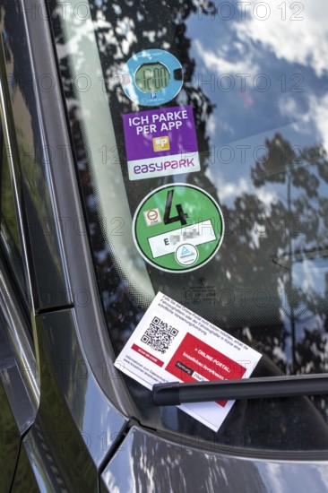 Parking ticket on a car, wrongly parked, resident parking, without parking ticket, parking