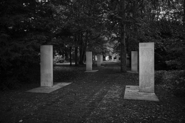 Stelae at the Mémorial des Réporters, memorial to the freedom of the press, memorial to journalists