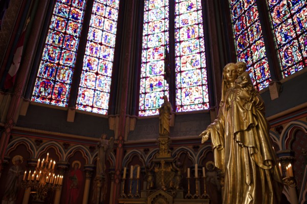 Interior view, Madonna, Madonna statue, Chapel Chapelle Saint-Jacques-le-Majeur, also Sacré-Coeur,