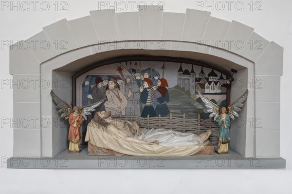 Jesus on his deathbed, scene in the parish church of St Martin, Sipplingen, Baden-Württemberg,