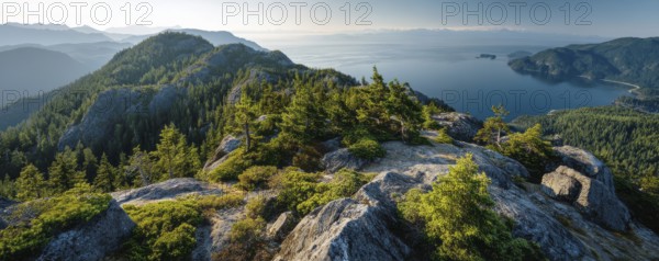 Beautiful Panoramic View of Canadian Nature Landscape from the top of the Mountain during a sunny