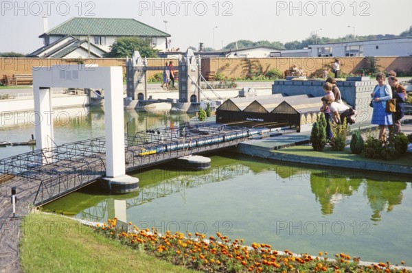 Tucktonia model village with Charing Cross railway station and TowerBridge, Christchurch, Dorset,