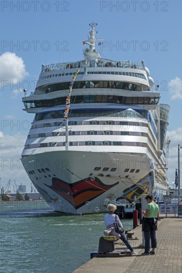 Cruise ship AIDA mar moored at the quay wall, Warnow, Warnemünde, Rostock, Mecklenburg-Vorpommern,