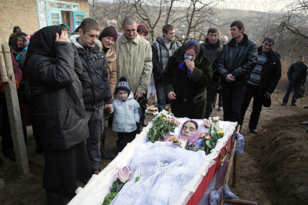 Funeral of a woman who died of tuberculosis, Moldova