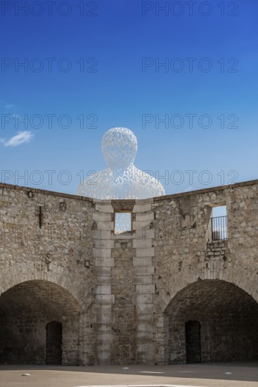 Sculpture made of letters, Le Nomade, artist Jaume Plensa, Antibes, Provence Alpes Côte d'Azur,
