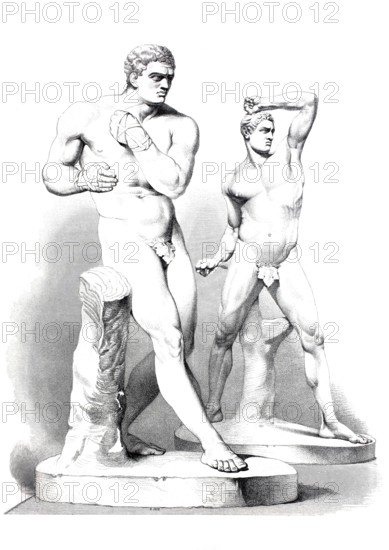 The boxers represent Creugas and Damoxenus, two athletes who fought at the Nenaean Games and, after