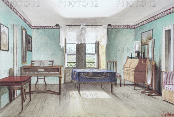 The Prince's Room of Rosenau Castle, 1845, Coburg, Upper Franconia, Bavaria, Germany, Historical,