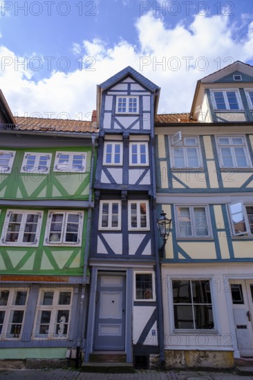 Narrow house, half-timbered house, Kleiner Zimmerhof, Wolfenbüttel, Lower Saxony, Germany