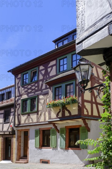 Half-timbered houses, alleys, Metzgergasse, Aschaffenburg am Main, Lower Franconia, Franconia,