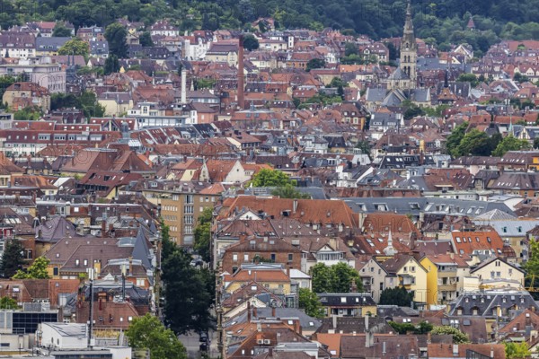 View of the state capital with the district of Stuttgart-Süd. Stuttgart, Baden-Württemberg, Germany