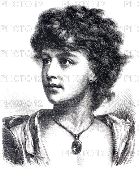 Portrait, Girl from Naples, Neapolitan, 1869, Italy, Historical, digitally enhanced reproduction of
