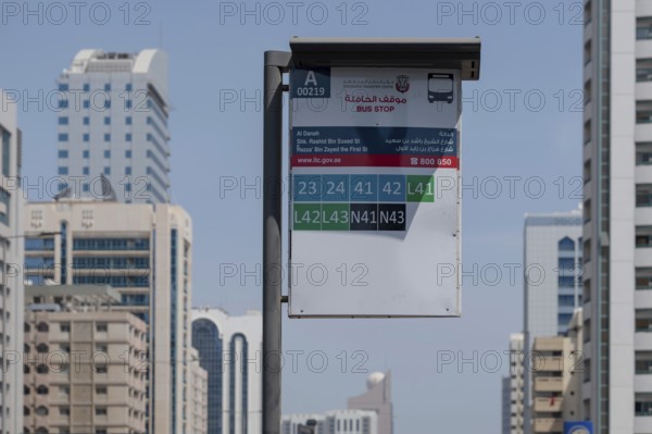 Bus stop sign, Abu Dhabi, United Arab Emirates