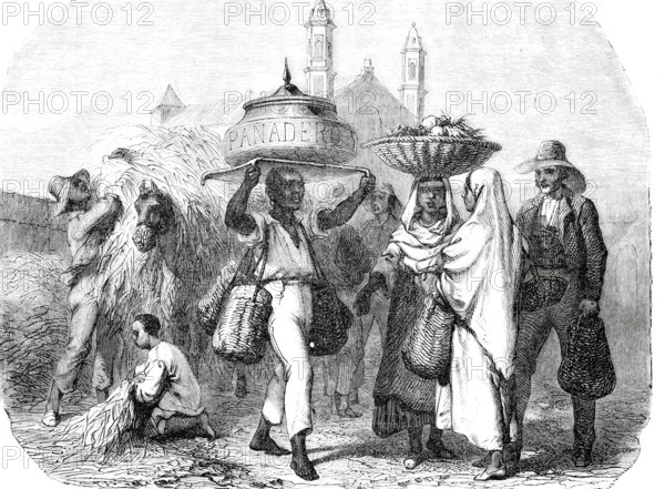 A baker and bread seller in Cuba in 1870, digitally enhanced reproduction from a 19th century