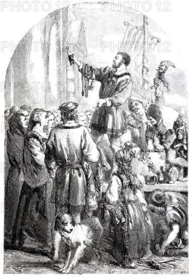 Illustration from a novel by Adolf Mützelburg, The Bride of Venice, Bridegroom examining the
