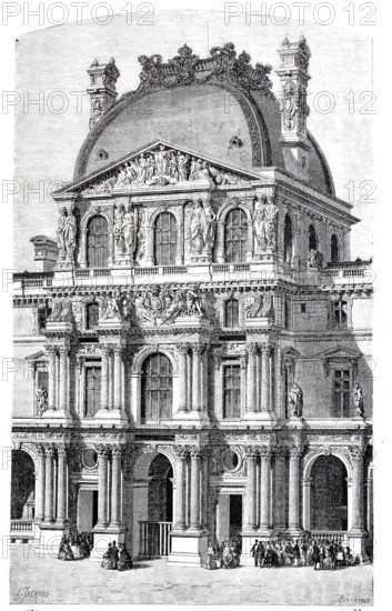 The Richelieu Pavilion of the Louvre in 1870, Paris, France, digitally enhanced reproduction from a