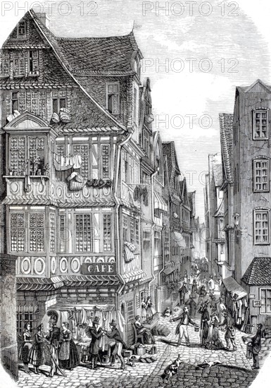 The Judengasse in Frankfurt am Main around 1885, Hesse, Germany, digitally enhanced reproduction
