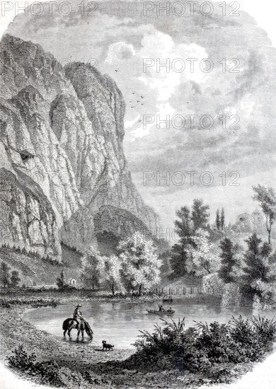 The Martinswand near Zirl in Tyrol in 1888, Alps, Innsbrucker Land, Austria, digitally enhanced