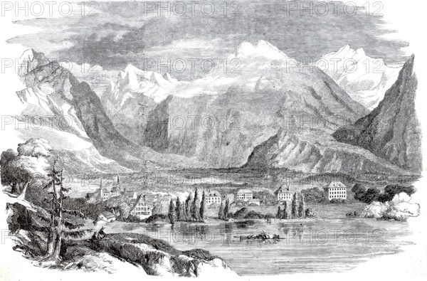 Interlaken in 1880, Canton of Bern, Switzerland, digitally enhanced reproduction from a 19th