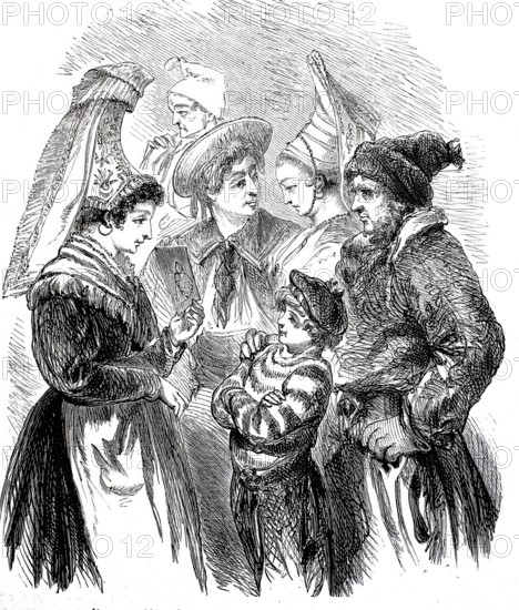 Normans, Norman costumes from the area around Trouville on the northern French coast, 1870, France,