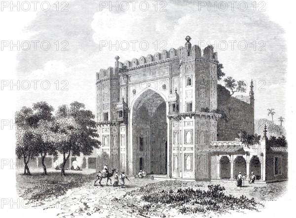 The garden of Sultan Khosrou in Allahabad, 1860, today Prayagraj in India, digitally enhanced