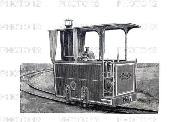 Petroleum engine - locomotive, designed by J.M. Grob & Co. from Leipzig, around 1886, historical,