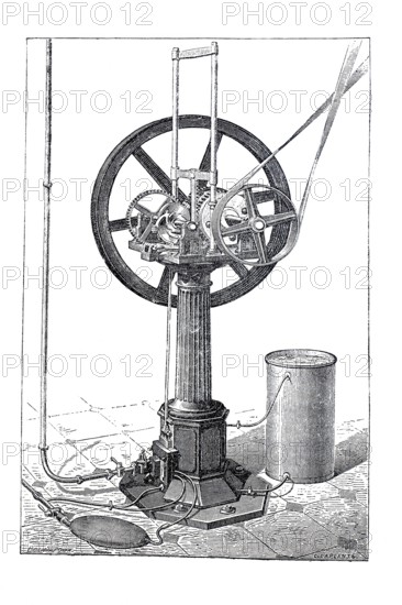 Gas engine, engine after Otto & Langen, around 1887, historical, digitally improved reproduction of