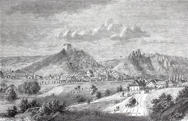 Riedenburg in the AltmÃ¼hl Valley around 1870, Kelheim district, Lower Bavaria, Bavaria, Germany,