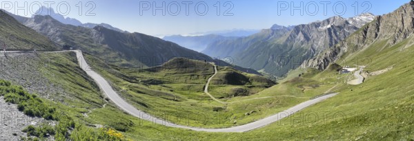 Panoramic view of southern ramp southern ascent mountain road alpine road to third highest