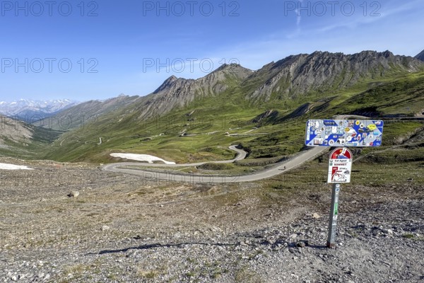Panoramic view of northern ramp northern ascent mountain road alpine road to pass in Alps high Alps