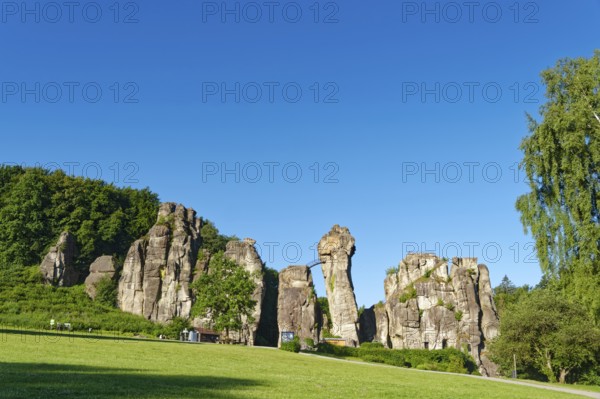 The Externsteine, a sandstone rock formation around 40 metres high in the Teutoburg Forest, are a