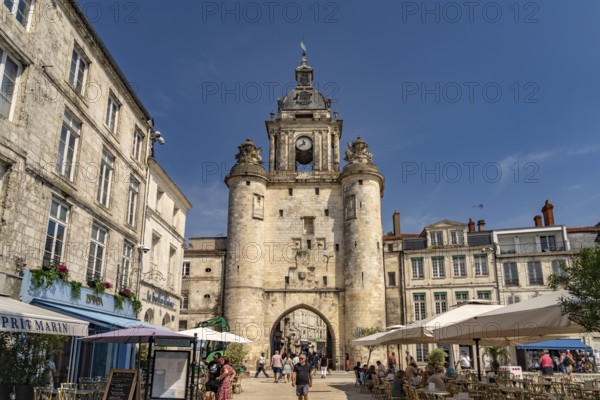 The Porte de la Grosse Horloge clock tower in La Rochelle, France