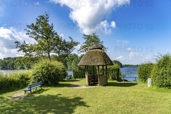 The empress's pavilion on Prinzeninsel in the GroÃŸer Plöner See near Plön, Schleswig-Holstein,