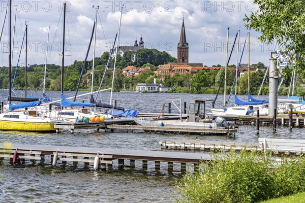 Sailing school on the GroÃŸer Plöner See, Nikolai Church and Plön Castle in Plön,