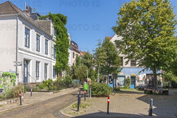 Residential street in the Ostertor neighbourhood a popular residential area, eastern suburb,