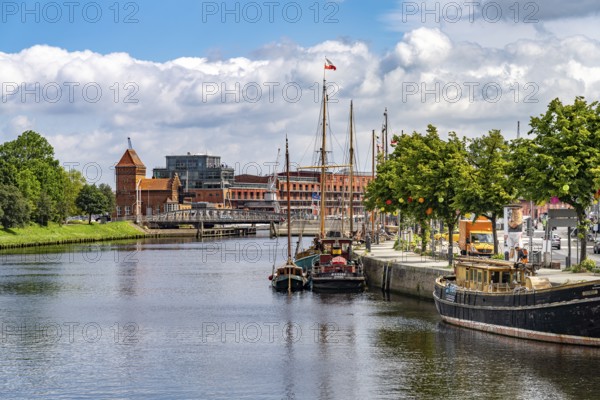 Traditional sailing ships in the museum harbour of the Hanseatic city of LÃ¼beck,