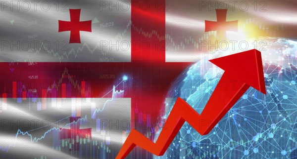Global financial growth with Georgia flag. Financial growth with Georgia flag on economic