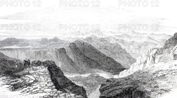 Landscape in Dalmatia around 1870, Boche di Cattaro, Bay of Kotor, Montenegro, Historical,