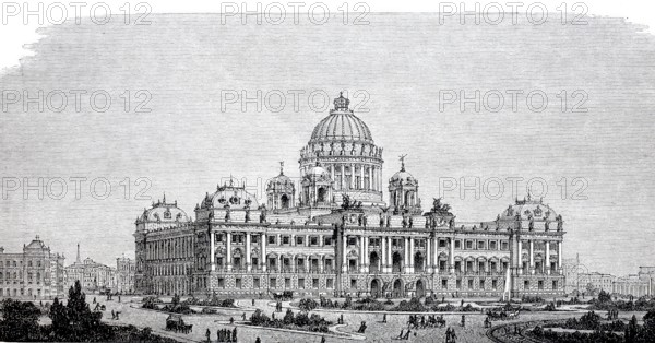 Prize-winning design for the Reichstag building by Professor Thierlich, c. 1882, Berlin, Germany,