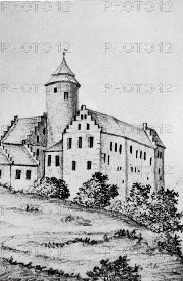 Lisberg Castle in the Middle Ages, an early medieval Spornburg in the district of Bamberg, Upper