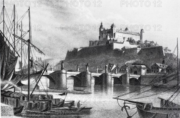 Marienburg Fortress in WÃ¼rzburg in the Middle Ages, Lower Franconia, Bavaria, Germany, digitally