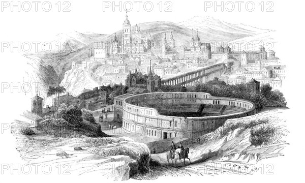 View of Segovia, Castile and Leon, Spain, Historical, Reproduction from an original with a scene