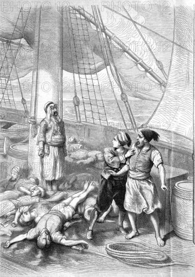 Illustration for the German fairy tale Das Gespesterschiff, story by Wilhelm Hauff. The captain