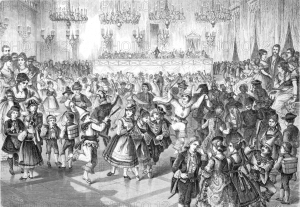 The children's carnival in the casino in Basel, Switzerland, historical, reproduction from a model