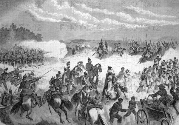 Autumn manoeuvre of the Prussian Guard Corps around 1865, Historical, Reproduction from a model