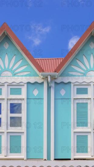 Caribbean cruise vacation. Colonial scenic colorful streets of Marigot in Saint Martin