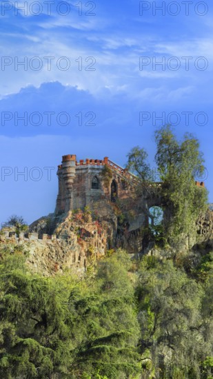 Hidalgo Castle Castillo Hidalgo hill, Santa Lucia Park and city lookout in Santiago de Chile