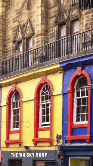 Edinburgh, Scotland. Victoria street near Royal Mile in historic center. Major tourist attraction