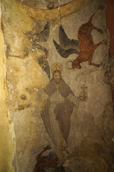 Ceiling fresco in the Church of Saint-André or Church of the Templars in Luz-Saint-Sauveur,