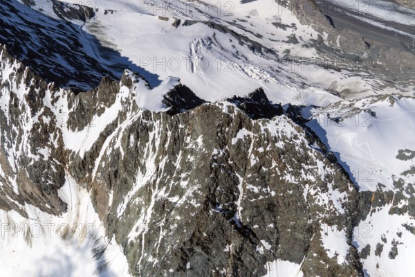 GroÃŸglockner mountain peak, summit, mountain, Hohe Tauern, Salzburg, Carinthia, aerial view,